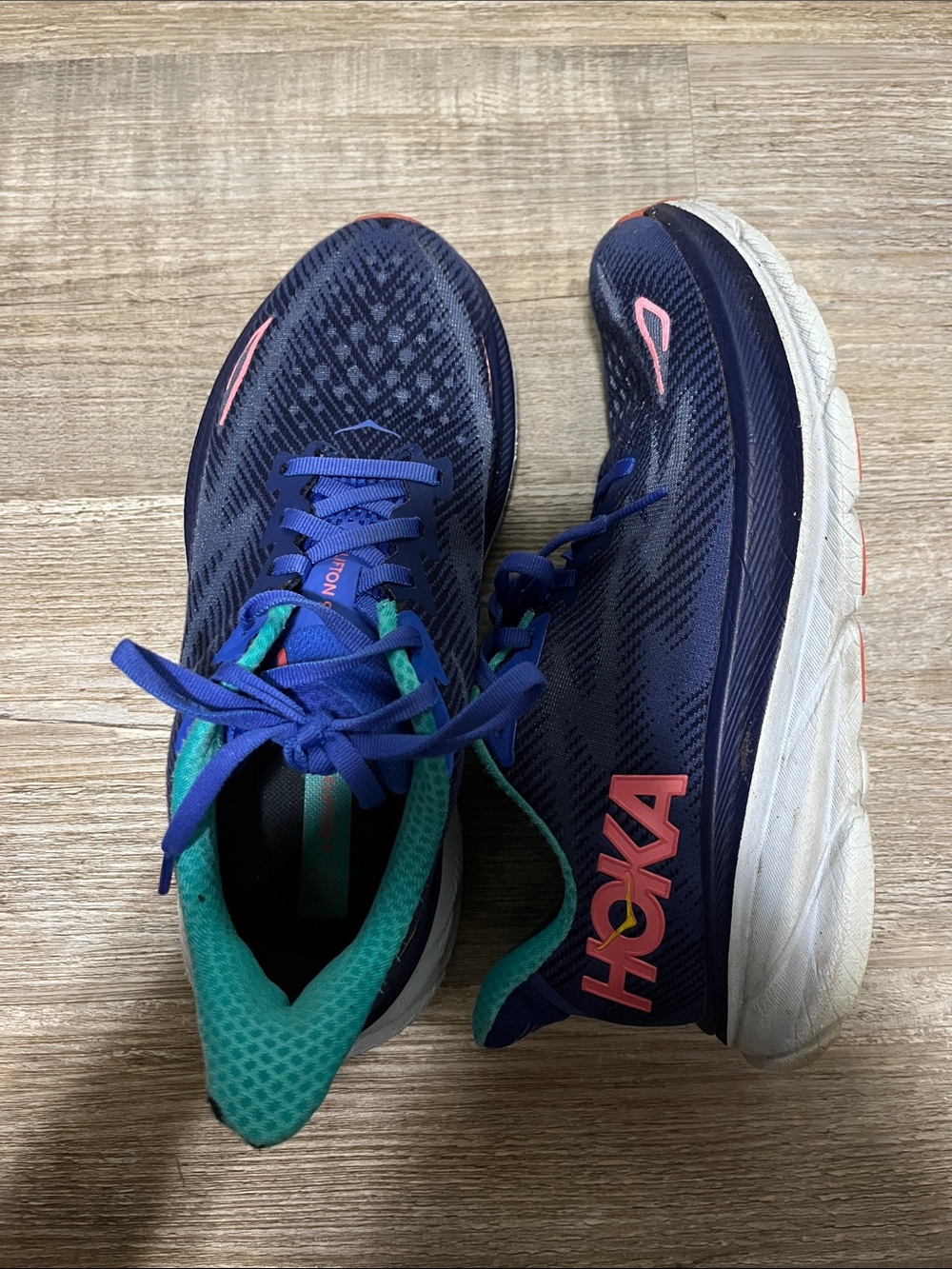 Hoka Kids Navy, Teal & Coral Athletic Sneakers